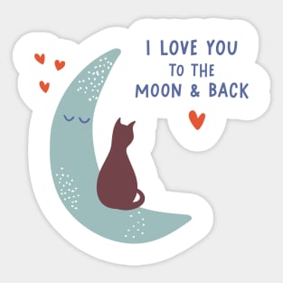 Cute romantic illustration with cat, hearts and declaration of love Sticker